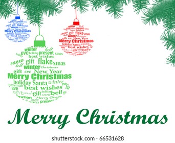 Christmas background with balls made of Christmas words - vector illustration