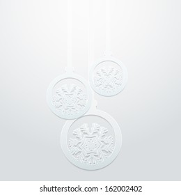 Christmas background with Christmas balls , paper style. Vector illustration