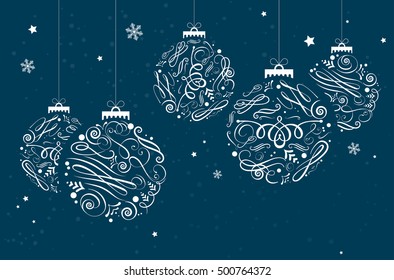 Christmas background with christmas balls and place for your text - vector illustration