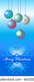 christmas background with  balls and red space for text