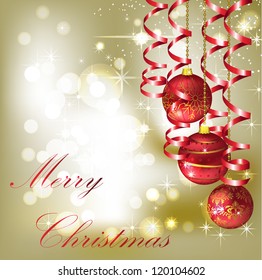 Christmas background with balls and serpentine