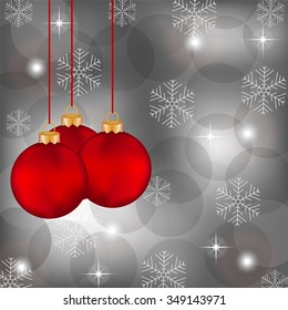 Christmas background with Christmas balls and snowflakes