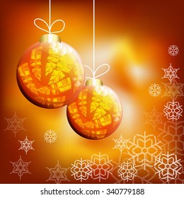 Christmas background with balls and snowflakes. Vector background.