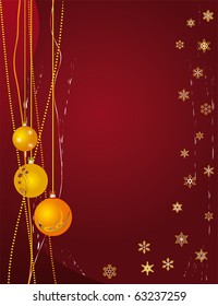 Christmas background with balls and snowflakes. Vector illustration