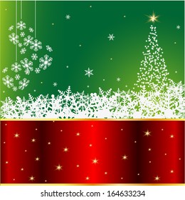 Christmas background with balls and spruce, all elements are easily editable vector illustration