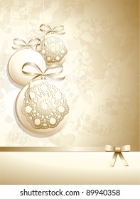 Christmas background with balls, vector