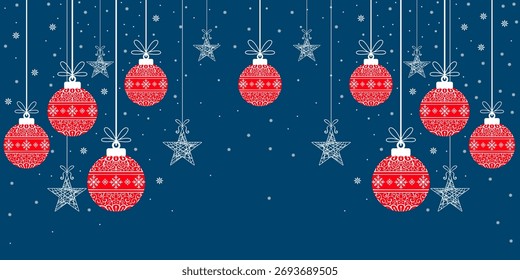 Weihnachtshintergrund mit Weihnachtsbällen, Vektorgrafik eps