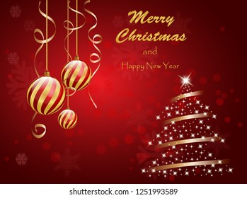 Christmas background with Christmas balls. Vector illustration. Winter holiday.