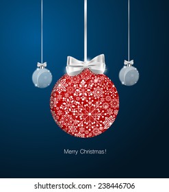 Fundo de Natal com bolas de Natal, ilustração vetorial.