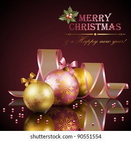 Christmas background with balls. Vector illustration.