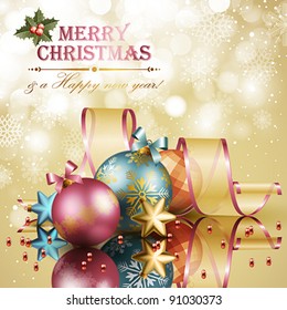 Christmas background with balls. Vector illustration.