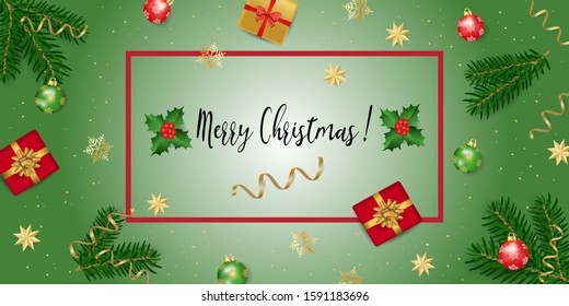 Christmas background, banner with Christmas decorations