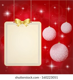 Christmas background. Banner with festive Christmas balls