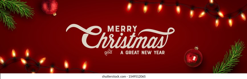 Christmas background, banner, frame, header, background or greeting card design. Vector Illustration