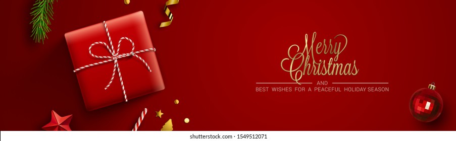 Fondo de Navidad, banner, marco, cabecera, fondo o diseño de tarjeta de saludo. Ilustración vectorial
