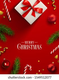 Christmas background, banner, frame, header, background or greeting card design. Vector Illustration