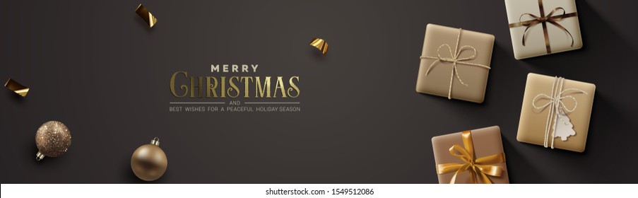 Christmas background, banner, frame, header, background or greeting card design. Vector Illustration