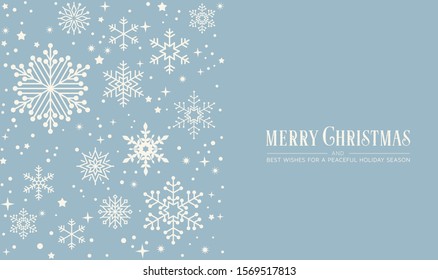 Christmas background, banner, frame, header, background or greeting card design with snowflakes. Vector Illustration.