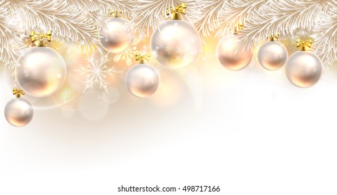 Christmas background bauble design element in white and gold 
