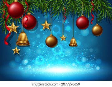 Christmas background with bauble and garland illustration