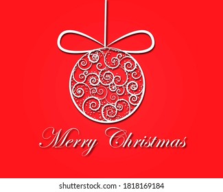 Christmas background  with bauble and merry christmas text