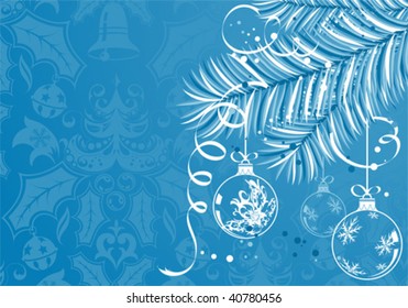 Christmas background with baubles, element for design, vector illustration
