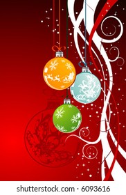 Christmas background with baubles, element for design, vector illustration