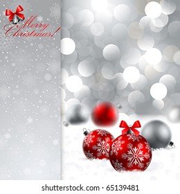 christmas background with baubles and place for text
