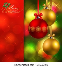 christmas background with baubles and place for text