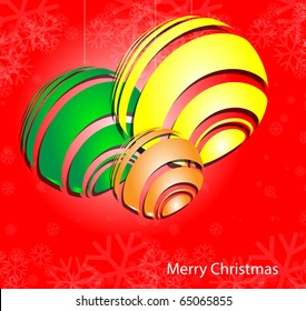 christmas background with baubles, And snowflakes