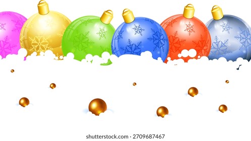 Christmas Background with Baubles and Snowflakes, vector illustration