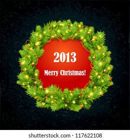 Christmas background with baubles and christmas tree