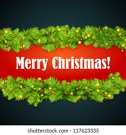 Christmas background with baubles and christmas tree