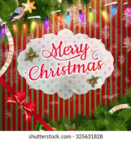 christmas background with baubles and christmas tree. EPS 10 vector file