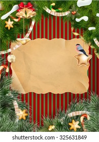christmas background with baubles and christmas tree. EPS 10 vector file included