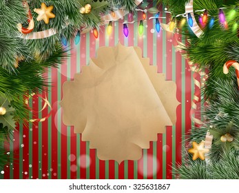 christmas background with baubles and christmas tree. EPS 10 vector file
