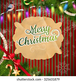 christmas background with baubles and christmas tree. EPS 10 vector file