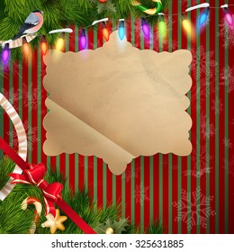 christmas background with baubles and christmas tree. EPS 10 vector file