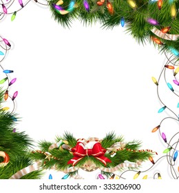 Christmas background with baubles and christmas tree. EPS 10 vector file included