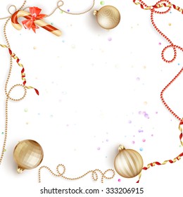 Christmas background with baubles and christmas tree. EPS 10 vector file included