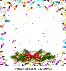 Christmas background with baubles and christmas tree. EPS 10 vector file included