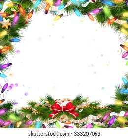Christmas background with baubles and christmas tree. EPS 10 vector file included