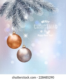 Christmas background with baubles. Vector.