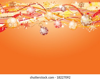 Fondo navideño con baudibles, ilustración vectorial