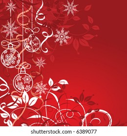 Fondo navideño con baudibles, ilustración vectorial