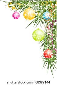 Fondo navideño con baudibles, ilustración vectorial