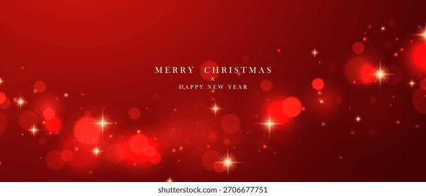 Christmas background with beautiful sparkling red bokeh. Vector illustration.