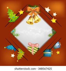 Christmas background with bell and gift