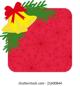 Christmas background with bells on pink background. Vector illustration.