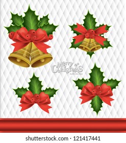 Fondo de Navidad con campanas de Navidad, ilustración vectorial.